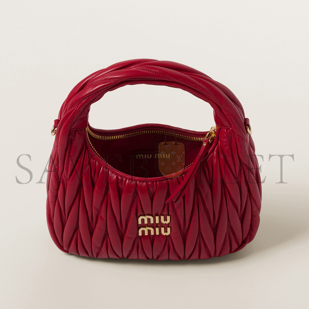 MIU MIU WANDER MATELASSÉ NAPPA LEATHER HOBO BAG 5BC125 (20*17*6cm) MIU MIU WANDER MATELASSÉ NAPPA LEATHER HOBO BAG 5BC125 (20*17*6cm)